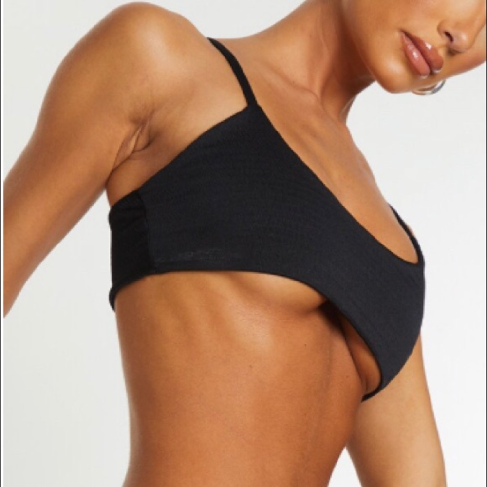 Black Scoop Neck Bikini Top - Picture 3 of 10